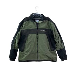 Pacific Fly Fleece Jacket Men XL Green World Wide Angler Alaska Fishing Full Zip
